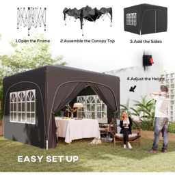Outsunny 3 x 3m Black UPF50+ Pop Up Gazebo with Sides and Carry Bag - Wilko - thumbnail 5