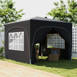Outsunny 3 x 3m Black UPF50+ Pop Up Gazebo with Sides and Carry Bag - Wilko - thumbnail 1