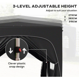 Outsunny 3 x 3m Black UPF50+ Pop Up Gazebo with Sides and Carry Bag - Wilko - thumbnail 6