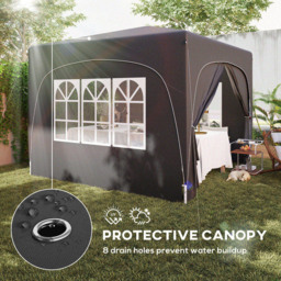Outsunny 3 x 3m Black UPF50+ Pop Up Gazebo with Sides and Carry Bag - Wilko - thumbnail 7