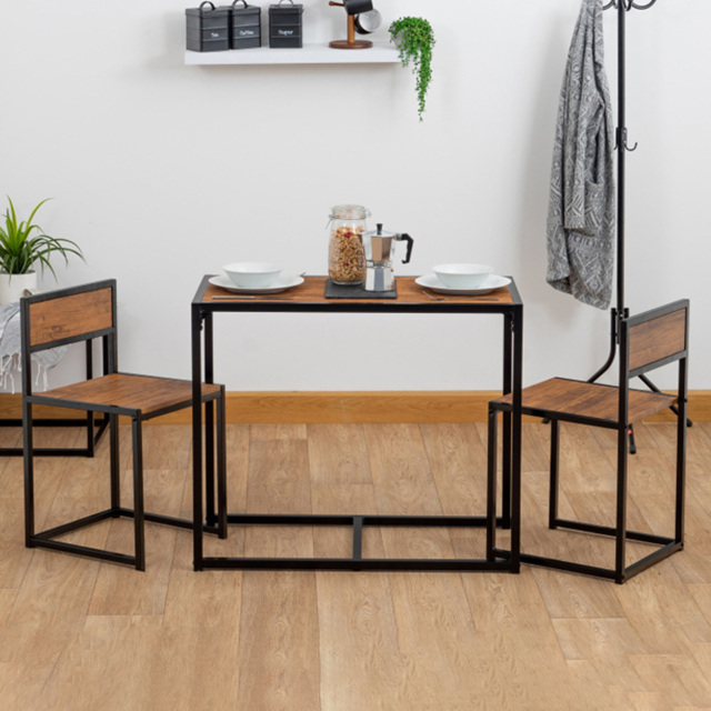Harbour Housewares 2 Seater Compact Dining Set Brown and Black - Wilko - image 1