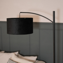 ValueLights Preto Black Velvet Shade Metal LED Floor Lamp - Wilko - thumbnail 6