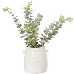 Eucalyptus Artificial Plant in White Ceramic Pot - Wilko