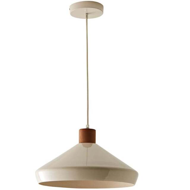 ValueLights Parker Cream and Walnut Pendant Light and Bulb - Size: 110 x 35 x 35cm - Wilko - image 1