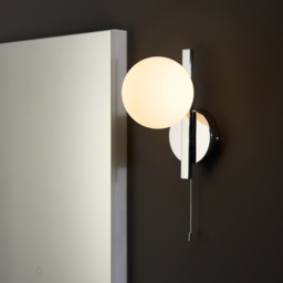Merano Riomaggiore Chrome Plate Matt Opal Glass Bathroom Wall Lamp - Size: 16.7 x 12 x 23cm - Silver - Wilko - thumbnail 4
