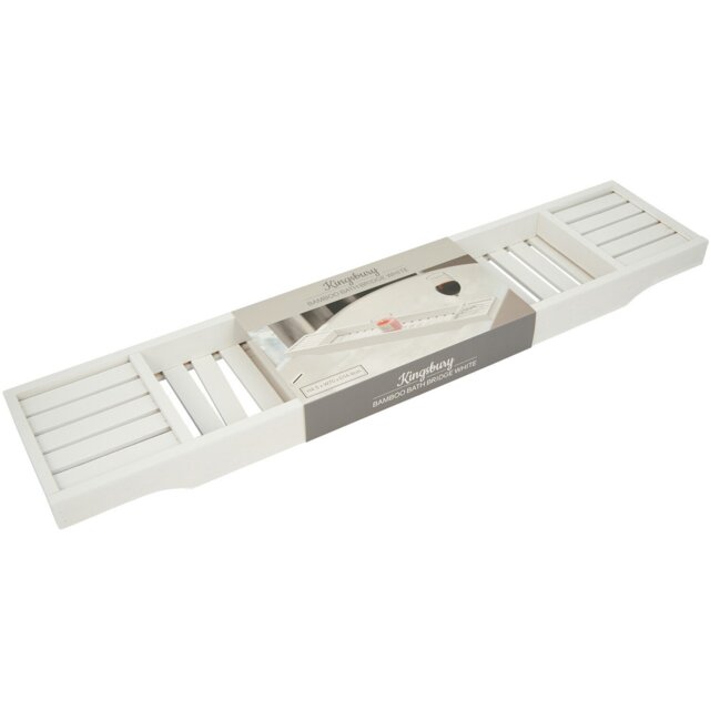 Kingsbury Bamboo Bath Bridge - White - Wilko - image 1