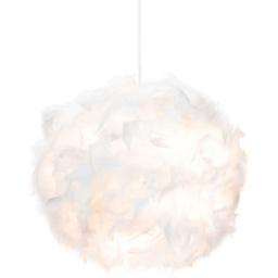 Happy Homewares Small White Feather Decorated Pendant Shade - Size: 20 x 25 x 25cm - Wilko - thumbnail 5
