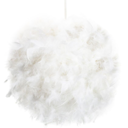 Happy Homewares Small White Feather Decorated Pendant Shade - Size: 20 x 25 x 25cm - Wilko - thumbnail 1