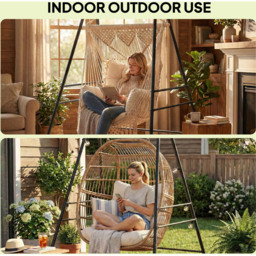 Outsunny Black Freestanding Hammock Chair Stand - Size: 183 x 138 x 129cm - Wilko - thumbnail 7