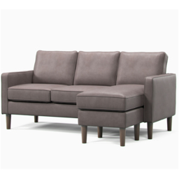 Bexhill 3 Seater Grey Faux Leather Reversible L Shaped Corner Sofa - Wilko - thumbnail 3