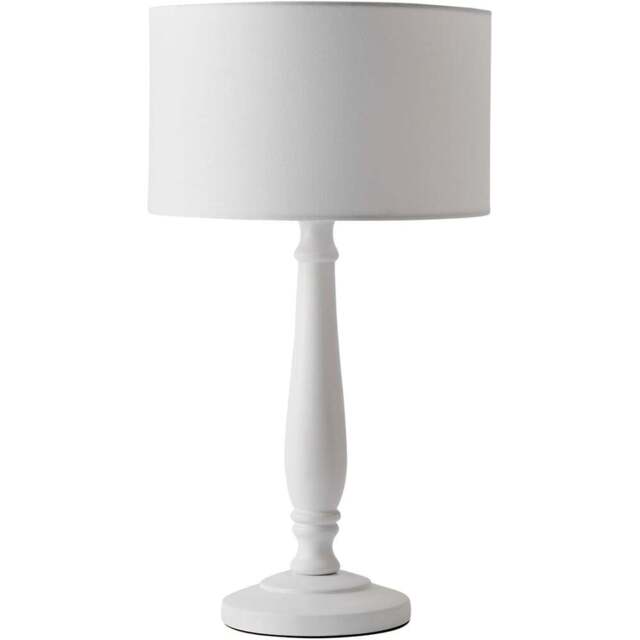 ValueLights Victoria White Fabric Drum Shade White Wood Traditional LED Table Lamp - Size: 45.5 x 25.5 x 25.5cm - Wilko - image 1
