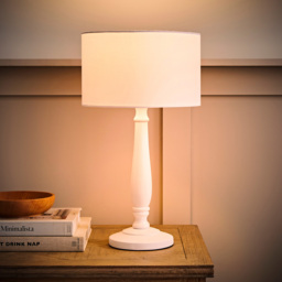 ValueLights Victoria White Fabric Drum Shade White Wood Traditional LED Table Lamp - Size: 45.5 x 25.5 x 25.5cm - Wilko - thumbnail 7