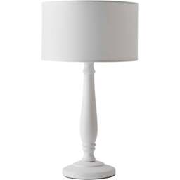 ValueLights Victoria White Fabric Drum Shade White Wood Traditional LED Table Lamp - Size: 45.5 x 25.5 x 25.5cm - Wilko