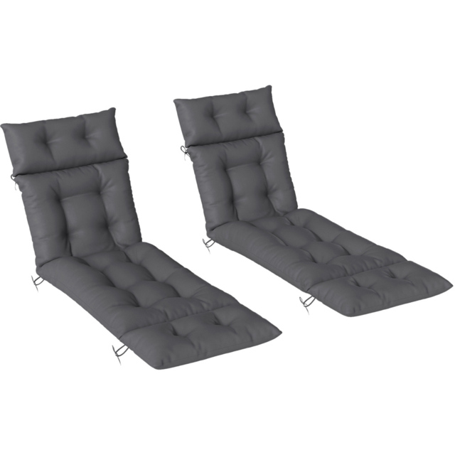 Outsunny Dark Grey Sun Lounger Cushion 2 Pack 190 x 56cm - Wilko - image 1