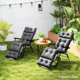 Outsunny Dark Grey Sun Lounger Cushion 2 Pack 190 x 56cm - Wilko - thumbnail 3