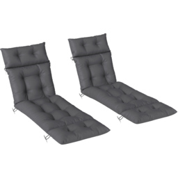 Outsunny Dark Grey Sun Lounger Cushion 2 Pack 190 x 56cm - Wilko
