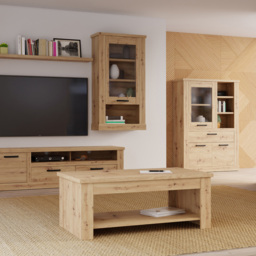 Florence Corona Single Door Single Shelf Artisan Oak Glass Wall Display Cabinet - Size: 136.5 x 71.4 x 34.1cm - Brown - Furniture To Go - Wilko - thumbnail 7