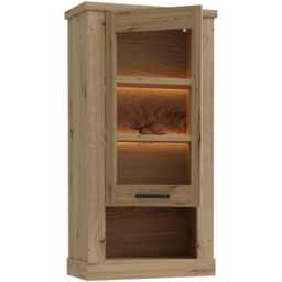 Florence Corona Single Door Single Shelf Artisan Oak Glass Wall Display Cabinet - Size: 136.5 x 71.4 x 34.1cm - Brown - Furniture To Go - Wilko - thumbnail 5