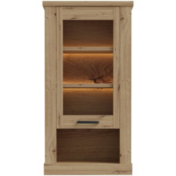 Florence Corona Single Door Single Shelf Artisan Oak Glass Wall Display Cabinet - Size: 136.5 x 71.4 x 34.1cm - Brown - Furniture To Go - Wilko - thumbnail 4
