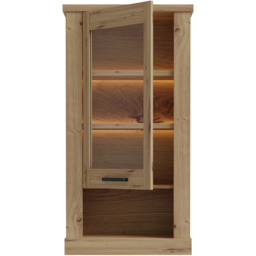 Florence Corona Single Door Single Shelf Artisan Oak Glass Wall Display Cabinet - Size: 136.5 x 71.4 x 34.1cm - Brown - Furniture To Go - Wilko - thumbnail 6