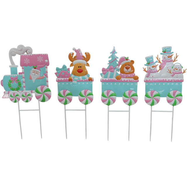Pink and Blue Train Stake - Jingle Bell Boogie - Wilko - image 1