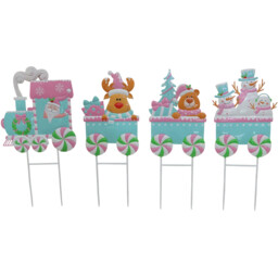 Pink and Blue Train Stake - Jingle Bell Boogie - Wilko