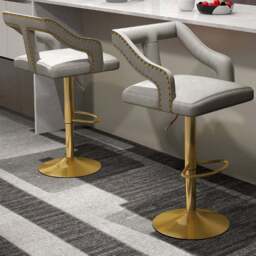 Costway Grey Swivel Bar Stool Set of 2 - Size: 74 x 48 x 40cm - Wilko - thumbnail 1
