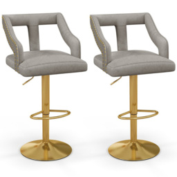 Costway Grey Swivel Bar Stool Set of 2 - Size: 74 x 48 x 40cm - Wilko - thumbnail 3
