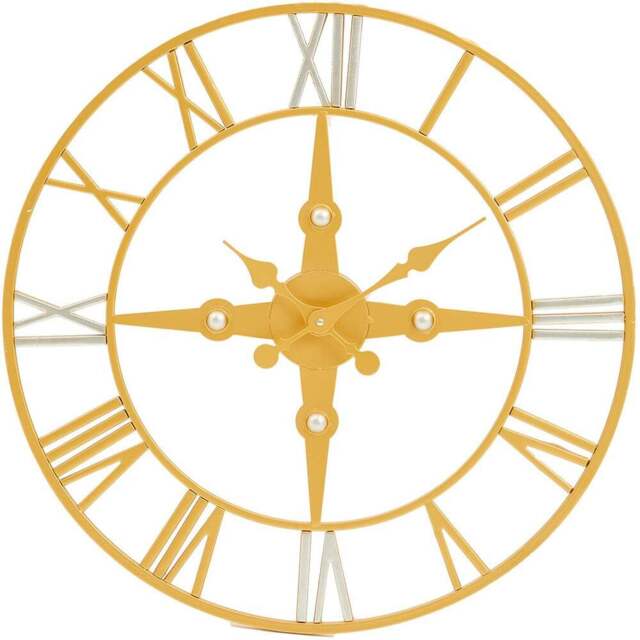 Premier Housewares Vitus Gold and Silver Round Wall Clock 59cm - Size: 59 x 5 x 59cm - Wilko - image 1