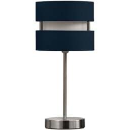 Kliving Navy Blue Layered Fabric Shade Chrome Table Lamp - Size: 38 x 14.5 x 14.5cm - Wilko - thumbnail 1