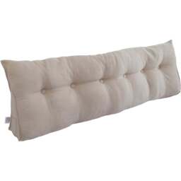 Living and Home Beige Wedge Headboard Pillow with Side Pocket 180 x 50cm - Size: 50 x 180 x 20cm - Wilko