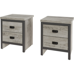 GFW Boston 2 Drawer Grey Bedside Table Set of 2 - Wilko - thumbnail 3