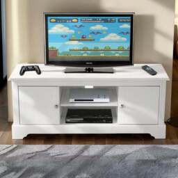 Seconique Stratford 2 Door White TV Unit - Size: 49.5 x 120 x 40cm - Wilko