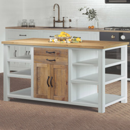 Baumhaus Splash of White 2 Door 2 Drawer White Kitchen Island - Wilko