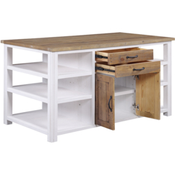 Baumhaus Splash of White 2 Door 2 Drawer White Kitchen Island - Wilko - thumbnail 4
