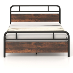 Costway King Size Rustic Brown and Black Bed Frame - Wilko - thumbnail 4