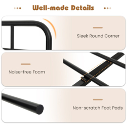 Costway King Size Rustic Brown and Black Bed Frame - Wilko - thumbnail 7