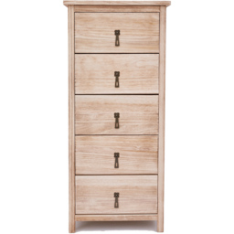 Portofino 5 Drawer Light Wood Narrow Chest of Drawers - Wilko - thumbnail 3