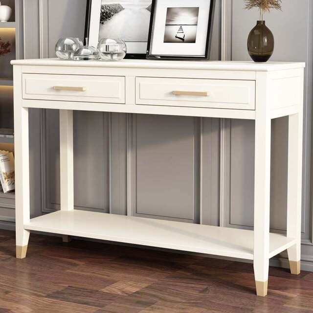 Palazzi 2 Drawer White Console Table - Size: 35 x 105 x 80cm - Wilko - image 1