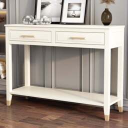 Palazzi 2 Drawer White Console Table - Size: 35 x 105 x  80cm - Wilko - thumbnail 1