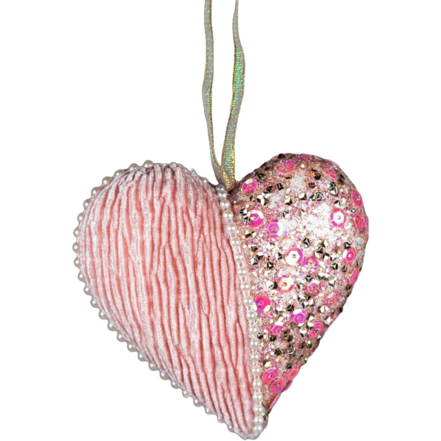 Shatchi Baby Pink Heart Hanging Christmas Decoration - Size: 12 x 4 x 6cm - Wilko - image 1