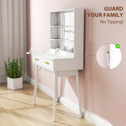 HOMCOM White LED Mirror Dressing Table with Cushioned Stool - Size: 20 x 67.4 x 92.5cm - Wilko - thumbnail 5