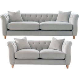 Elsie Chesterfield 5 Seater Chalk Plush Velvet Sofa Suite - Grey - Wilko - thumbnail 3