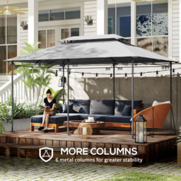 Outsunny 3 x 4m Grey Double Roof Metal Garden Gazebo with Sides - Wilko - thumbnail 6