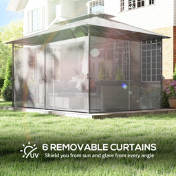 Outsunny 3 x 4m Grey Double Roof Metal Garden Gazebo with Sides - Wilko - thumbnail 7