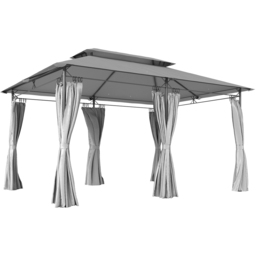 Outsunny 3 x 4m Grey Double Roof Metal Garden Gazebo with Sides - Wilko - thumbnail 3