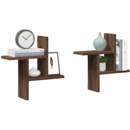 vidaXL 38 x 12 x 38cm Brown Wall Shelf - Wilko - thumbnail 5