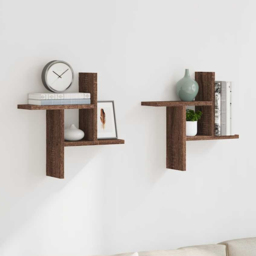 vidaXL 38 x 12 x 38cm Brown Wall Shelf - Wilko - thumbnail 3