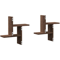 vidaXL 38 x 12 x 38cm Brown Wall Shelf - Wilko - thumbnail 4
