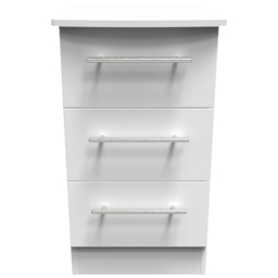 Crowndale Sherwood 3 Drawer Porcelain Matt Bedside Cabinet - White - Wilko - thumbnail 3